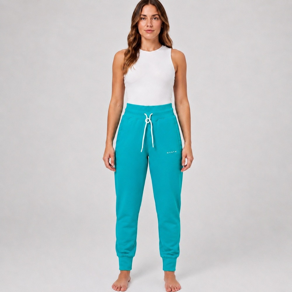NVGTN Turquoise Joggers Women S Nylon Spandex Drawstring Athletic Pants NWT
